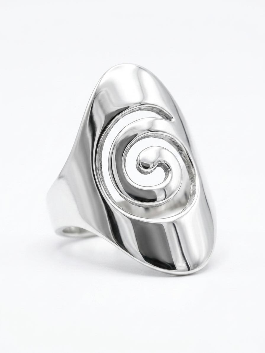 Silveria spiral cutout shield ring