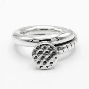 Alternative view of Silver Textured Bent Nail Wrap Hollow Boho Ring