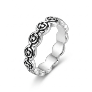 Silver Rose Eternity Band - Continuous Floral Rose Vine Ring - Image 2