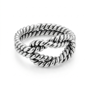 Alternative view of Silver Double Twisted Rope Sailor’s Knot Ring