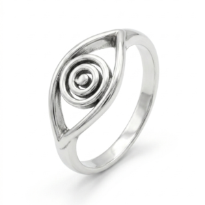 Alternative view of Silver Evil Eye Ring - Spiral Concentric Pupil Protection Band