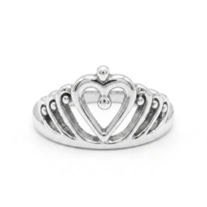 Alternative view of Silver Princess Crown Ring - Heart Tiara Ring