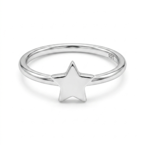 Alternative view of Silver Star Ring - Minimalist Stacking Celestial Band