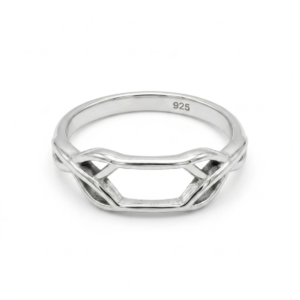 Alternative view of Silver Open Hexagon Ring - Interlocking Celtic Geometric Band