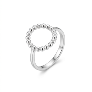 Silver Beaded Open Circle Ring - Karma Eternity Band - Image 2