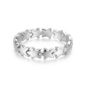 Silver Star Eternity Band - Interlocking Stars Stacking Ring - Image 2