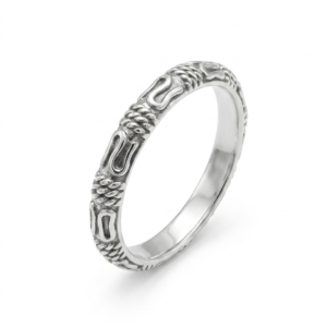 Silver Rope & Scroll Band - Textured Antiqued Eternity Ring - Image 2