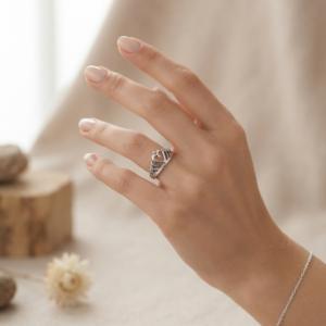 Silver Princess Crown Ring - Heart Tiara Ring