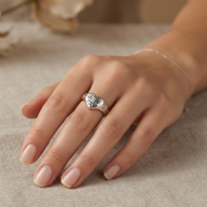 Silver Crying Heart Ring - Edgy Sad Face Adjustable Ring