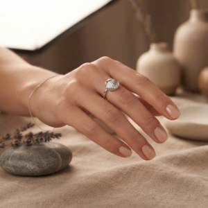 Silver Seashell Ring - Ocean Scallop Shell Band