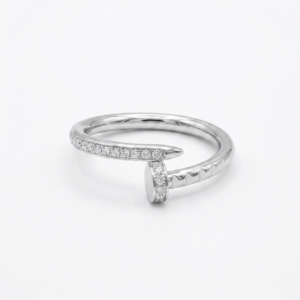 Alternative view of Silver Nail Wrap Ring - Pavé CZ Bent Nail Bypass Band