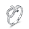 Silver Horseshoe Buckle Ring - Pavé CZ Marine Shackle Band
