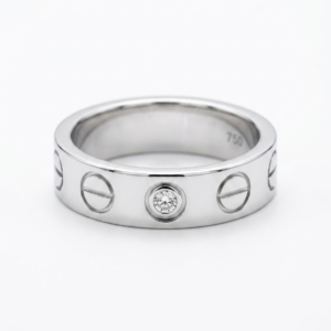 Alternative view of Silver Screw Motif CZ Ring - Bezel Set CZ Stacking Band