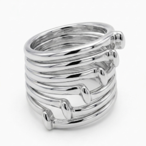 Silver Multi-Layer Nail Wrap Ring - Chunky Spiral Band