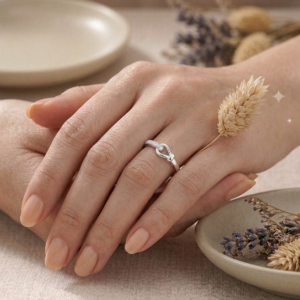 Silver Pavé Knot Ring - Interlocking Buckle Promise Band