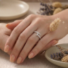 Silver Nail Wrap Ring - Pavé CZ Bent Nail Bypass Band