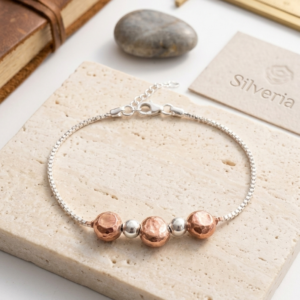 Silver Rakhi Bracelet with Hammered Beads | Silveria
