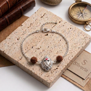 Silver Hanuman Rudraksha Rakhi | Silveria