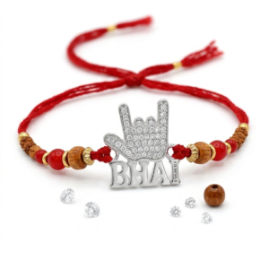 Silver 'BHAI' Hand Gesture Thread Rakhi | Silveria