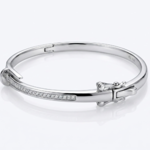 Alternative view of Silver Signature Just-Nail Pave Kada
