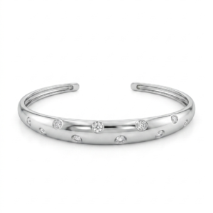 Silver Stardust Dome Open Cuff Kada
