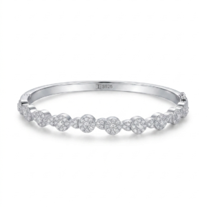Silver Eternity Cluster Cz Hinged Kada