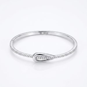 Silver Fluid Teardrop Pavé Kada