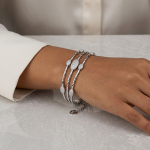 Alternative view of Silver Grand Empress Triple-Tier Pave Kada