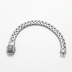 Silver The Regal Lion Braided Matte Finish Bracelet - Image 3