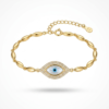 Silver The Aura Gold Plated Cz & Mother-of-Pearl Evil Eye Link Bracelet