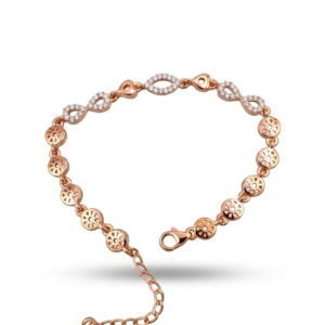 Silver The Eternal Rose Gold Infinity & Wheel Charm Bracelet