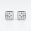Silver Square Single Solitaire Stud