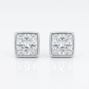 Silver Square Single Solitaire Stud