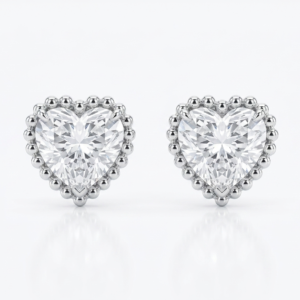 Silver Amour Fluted Heart-cut Solitaire Studs