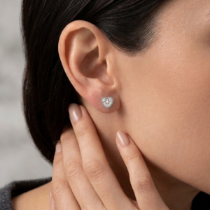 Alternative view of Silver Amour Fluted Heart-cut Solitaire Studs