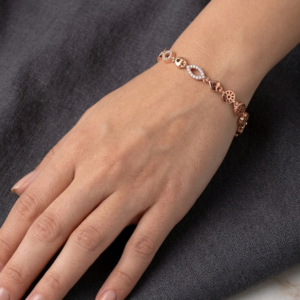 Alternative view of Silver The Eternal Rose Gold Infinity & Wheel Charm Bracelet