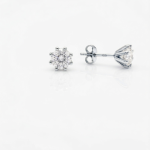 Alternative view of Classic Round Brilliant-Cut Silver Solitaire Studs (6-Prong Setting)