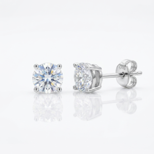 Silver Round Solitaire Classic Four-Prong Studs