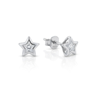 Silver Starburst Solitaire Bezel Studs
