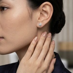Alternative view of Silver Round Fluted Solitaire Studs
