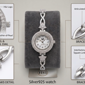 Alternative view of Silver H&I Mother-of-Pearl Quartz Cz Watch