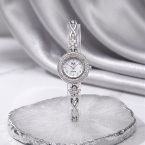 Silver H&I Mother-of-Pearl Quartz Cz Watch
