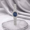 Silver Roxerina Encrusted Sunray Blue Oval Dial Watch