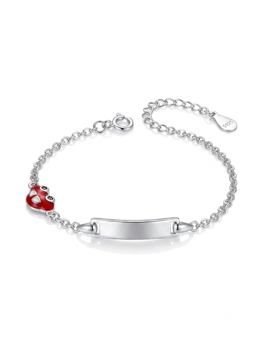 Silver Kid’s ID Bracelet with Red Enamel Car Charm