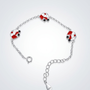 Silver Kids' Multi-Car Enamel Charm Bracelet