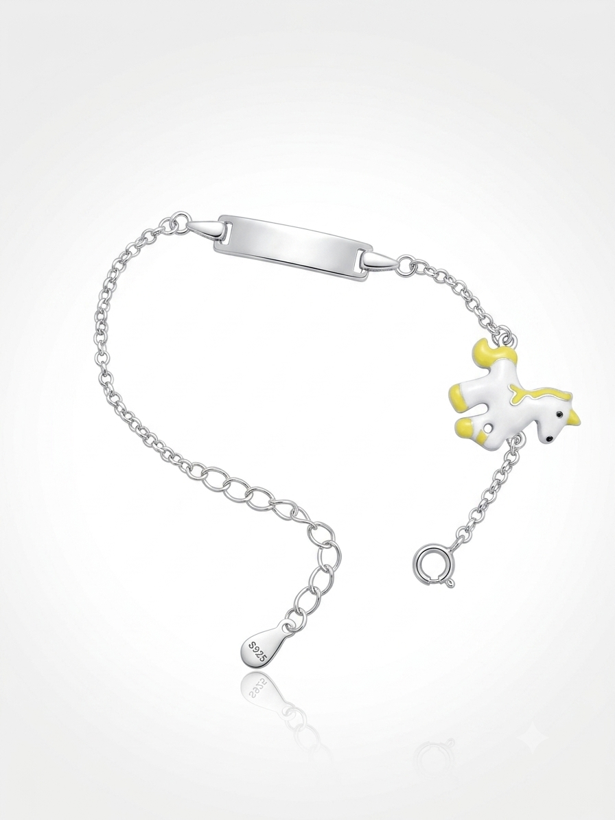 Silver Kids' ID – Pastel Unicorn Charm Bracelet