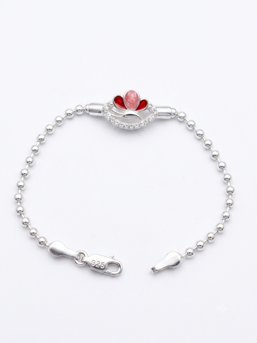Silver Ball Chain Kid’s Crystal & Butterfly Charm Bracelet