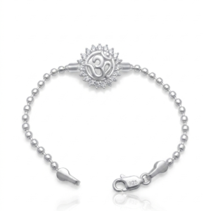 Silver Radiant Crystal Om Kids' Ball Chain Bracelet