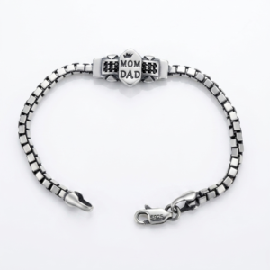 Silver "Mom Dad" Crown Kids' Box Chain Bracelet