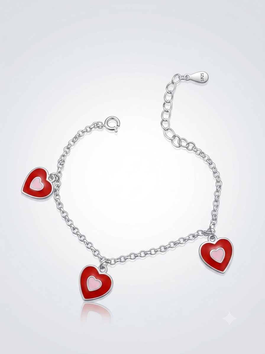 Silver The Sweetheart Enamel Trio Kid’s Bracelet